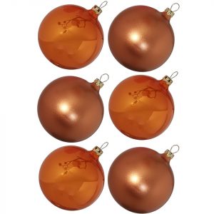 Thüringer Glasdesign Weihnachtsbaumkugel »Weihnachtskugel-Set orange« (6 St), mundgeblasen