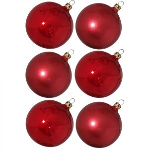Thüringer Glasdesign Weihnachtsbaumkugel »Weihnachtskugel-Set rot« (6 St), mundgeblasen
