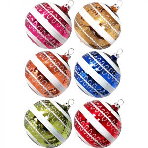 Thüringer Glasdesign Weihnachtsbaumkugel »Weihnachtskugel-Set Welle« (6 St), mundgeblasen, handbemalt