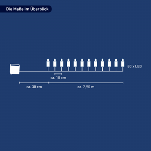toom LED-Lichterkette 80 LEDs warmweiß/bunt 790 cm