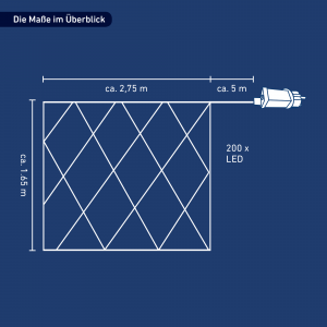 toom LED-Lichternetz 200 LEDs warmweiß 275 x 165 cm