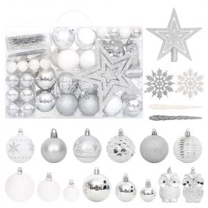 vidaXL Christbaumschmuck »108-tlg. Weihnachtskugel-Set Silbern und Weiß« (1-tlg)