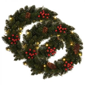 vidaXL Christbaumschmuck »Weihnachtskränze 2 Stk. mit Dekoration Grün 45 cm« (2-tlg)