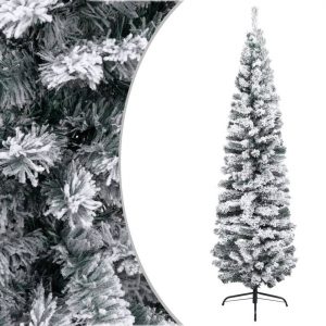 vidaXL Künstlicher Weihnachtsbaum »Schlanker Künstlicher Weihnachtsbaum Beschneit Grün 240 cm PVC«