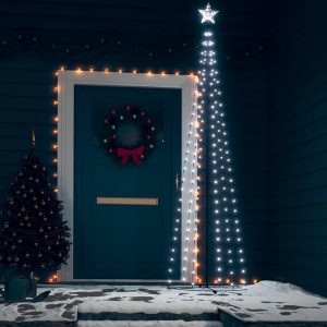 vidaXL Künstlicher Weihnachtsbaum »Weihnachtskegelbaum Kaltweiß 136 LEDs Dekoration 70×240 cm«