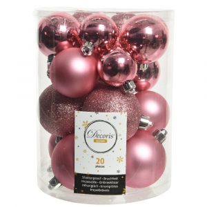 Weihnachtskugel Bruchfest Rosa 4-6 cm Glanz Matt Glitter Mix