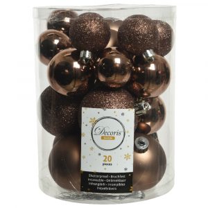 Weihnachtskugel Bruchfest Walnuss 4-6 cm Glanz Matt Glitter Mix