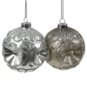 Werner Voß Weihnachtsbaumkugel »4x Glaskugeln Champagner Taupe Glitter Barock Weihnachtsschmuck Weihnachtsdeko Hänger Weihnachten Dekoration Advent...