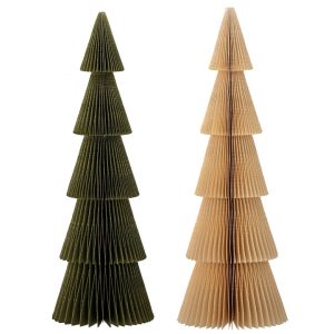 Bloomingville – Milan Deko-Weihnachtsbaum, Ø 11cm x H 30,5 cm, grün / natur (2er-Set)