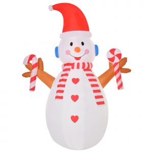 HOMCOM aufblasbarer Schneemann mit rotierender Beleuchtung 180 cm x 100 cm x 240 cm