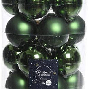 20 Weihnachtskugeln Glas 6 cm ( grün / piniengrün ) // Weihnachtskugeln Baumschmuck Dekokugeln Baumkugeln Christbaumkugeln Christbaumschmuck