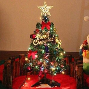 60cm Tisch-Weihnachtsbaum, Künstliche Mini Christmas Pine Tree mit LED-Lichterketten & Ornamenten (Weihnachtsbaum)