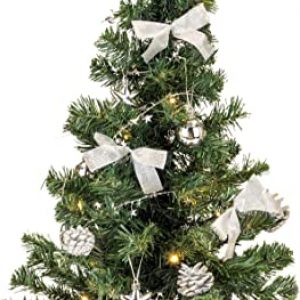 Bambelaa! Weihnachtsbaum Künstlich Mit Beleuchtung Geschmückt Tannenbaum Dekoriert Christbaum Beleuchtet LED 75cm Silber