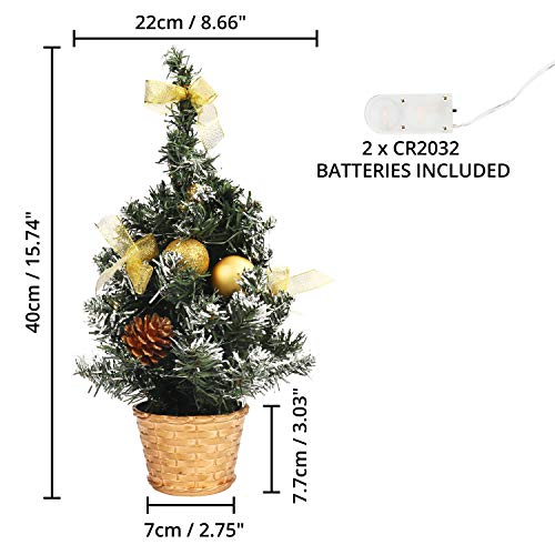 ️BELLE VOUS Mini Weihnachtsbaum Beleuchtet 40cm Tannenbaum Klein mit