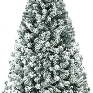 COSTWAY 180/225cm Künstlicher Weihnachtsbaum mit Schnee, Tannenbaum mit Metallständer, Christbaum PVC Nadeln, Kunstbaum Weihnachten Klappsystem…