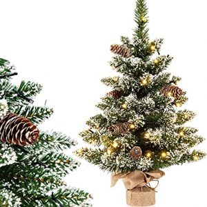 COSTWAY 60cm Kleiner Weihnachtsbaum, Vorbeleuchteter Mini Weihnachtsbaum, 8 Lichtmodi, 50 LEDs, Künstlicher Tisch Tannenbaum, Kunstbaum mit…