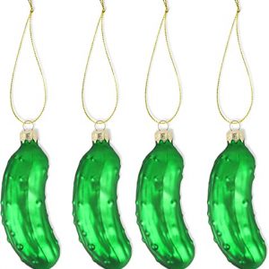 esportic Christbaumschmuck Als Gurke, Glas-Weihnachts-Gurke, Weihnachtsgurke aus Echtem Glas, Weihnachtsbaum Anhänger in Grün für Eine Festliche…