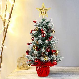 GUDELAK 60cm Weihnachtsbaum Künstlich Klein,Mini Weihnachtsbaum mit Christbaumkugeln Kugelverzierungen, vergossener Kleiner Weihnachtsbaum mit…