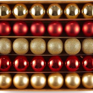 HEITMANN DECO 30er Set Christbaumkugeln Sortiment- Weihnachtsschmuck rot Gold zum Aufhängen – Kunststoffkugel Sortiment