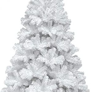 Herrselsam Künstlicher Weihnachtsbaum Weißer Weihnachtsbaum Flammhemmender PVC-Weihnachtsbaum mit Metallständer (150 cm)