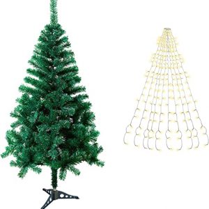Ikodm 120cm Künstlicher Weihnachtsbaum mit 8 Modi Christbaumbeleuchtung, Weihnachtsbaum mit Metallständer Material PVC und 200 Spitzen,…