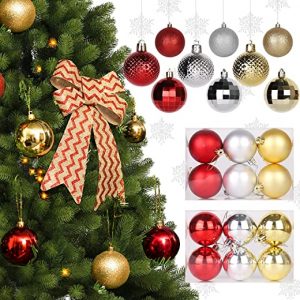 SALCAR Weihnachtskugeln Set 180 Stück, Gold, Silber und Rot Christbaumkugeln Kunststoff Bruchsicher mit Plastik Weihnachtsbaumkugeln Box,…