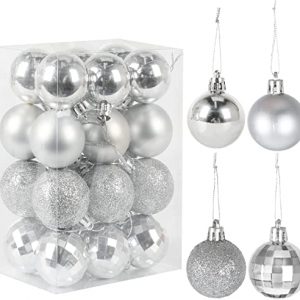 SLFYEE 24 Stücke 4CM Weihnachtskugeln Kunststoff Christbaumkugeln Deko Weihnachten Kugeln Weihnachtsbaumschmuck Gold für Weihnachtsbaum