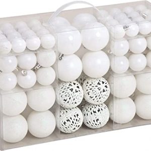 Spetebo Christbaumkugeln im 100er Set – 3 Farben wählbar – Material: Kunststoff (weiß)