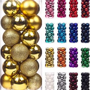 Weihnachtskugeln Baumschmuck 24 Stück Weihnachtsbaumschmuck Set Kunststoff Weihnachtskugeln Ornamente Christbaumkugeln bis Ø 6 cm