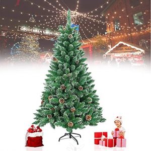 XMTECH Weihnachtsbaum Künstlich Tannenbaum Schnellaufbau mit Metallständer Weinachts Baum Weihnachtsdeko, Grün PVC mit Kiefernzapfen und…