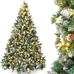 Yorbay künstlicher Weihnachtsbaum mit Beleuchtung weiß Schnee LED Tannenbaum für Weihnachten-Dekoration 180cm