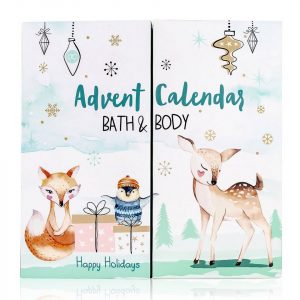 ACCENTRA Adventskalender Beauty Adventskalender „Happy Holidays“ für Frauen und Kinder, Kalender mit 24 Türchen zum Baden, Pflegen und verwöhnen