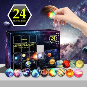 Amystic Adventskalender Adventskalender 2023 – 24 Stück Countdown-Adventskalender, Weihnachten Planet Dekoration Kugel