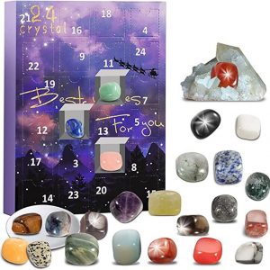 Amystic Adventskalender Adventskalender 2023, Erz Weihnachts-Countdown-Kalender, Mineral-Geschenkbox, Kristall Weihnachts