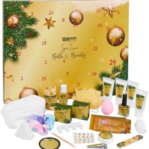 BRUBAKER Adventskalender XXL Beauty Adventskalender 2023 – Gold – 24 x Körperpflege & Spa (24-tlg), Wellness Weihnachtskalender für Frauen und Mädchen
