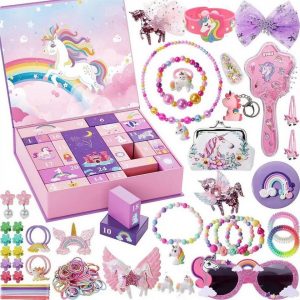 Discaver Adventskalender Adventskalender 2023 für Mädchen, Weihnachts-Countdown-Kalender (1-tlg), Einschließlich Haarschmuck, Schmuck, Haarnadeln, Armbänder usw.