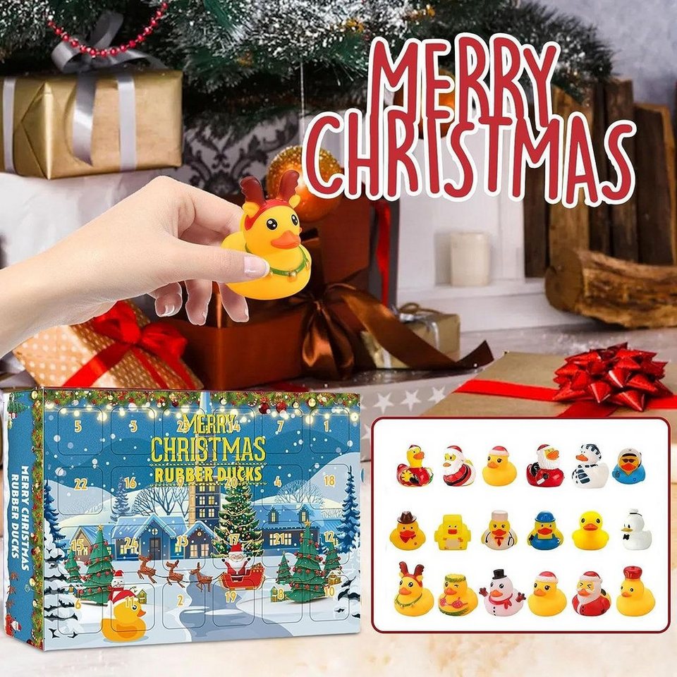 flowgoer Adventskalender Mini-Weihnachtsgummi-Enten-Adventskalender 2023, Weihnachtsspielzeuggeschenke für Kinder und Erwachsene – Bild 3