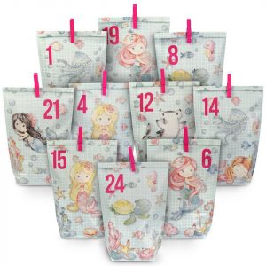 PAPIERDRACHEN befüllbarer Adventskalender Adventskalender – 24 Geschenktüten mit Zahlenaufkleber & Klammern