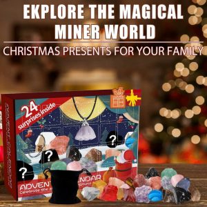 XDeer Adventskalender Adventskalender 2023 für Kinder Kristalle,24 Tage Weihnachten, Adventskalender Countdown,Natürlichen Edelsteine der Beste Geschenk