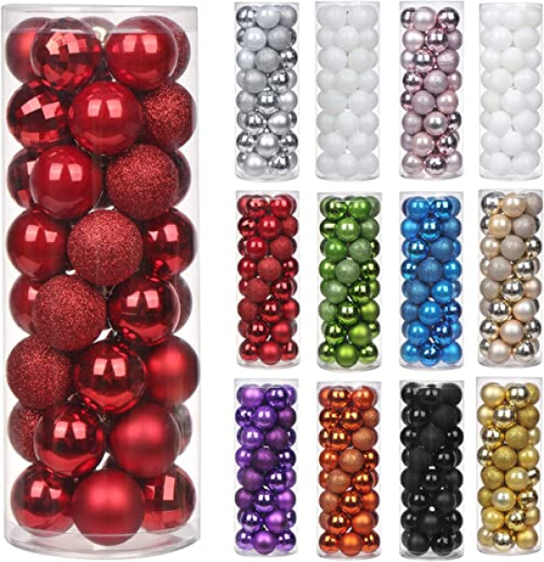 4CM Weihnachtsdeko Weihnachtskugeln, 40 Stücke Bruchsiche Christbaumkugeln Ornamente Weihnachtsbaumschmuck für Weihnachtsbaum Christbaumkugeln…