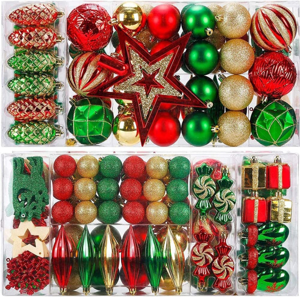 88PCS Weihnachtskugeln Ornamente für Weihnachtsbaum, zarte Weihnachtsdekoration Kugeln Bastelset Kunststoff weihnachtsbaumschmuck Kugeln Kit für…
