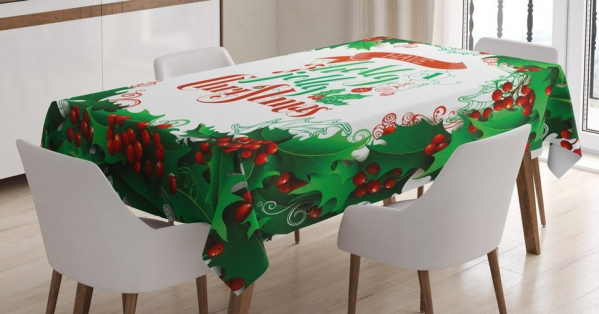 Abakuhaus Tischdecke »Farbfest Waschbar Für den Außen Bereich geeignet Klare Farben«, Weihnachten Beeren Rahmenwörter
