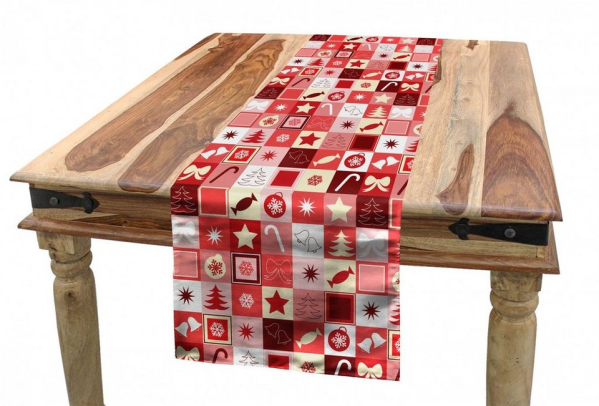 Abakuhaus Tischläufer »Esszimmer Küche Rechteckiger Dekorativer Tischläufer«, Red Mandala Weihnachten Flora Ornament