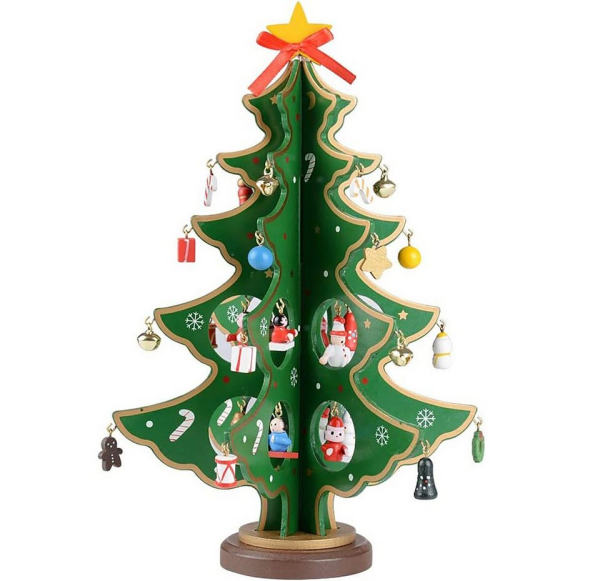 AcserGery Künstlicher Weihnachtsbaum »Grüner künstlicher Weihnachtsbaum aus Holz, Tischdekoration mit Mini-Weihnachtsschmuck für…
