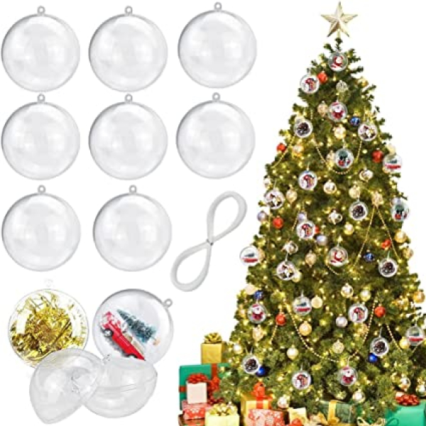 AFASOES 30 Stück Weihnachtskugeln Acrylkugeln Plastik Kugeln 6cm Durchmesser durchsichtige Kugel Dekokugeln durchsichtig Aufhängen transparent…