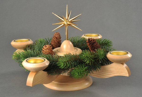 Albin Preissler Adventsleuchter »Weihnachtsstern«, Ø 29 cm, natur, inkl. Tannenkranz