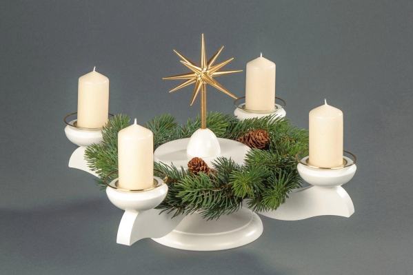 Albin Preissler Adventsleuchter »Weihnachtsstern«, Ø 29 cm, weiß, inkl. Tannenkranz