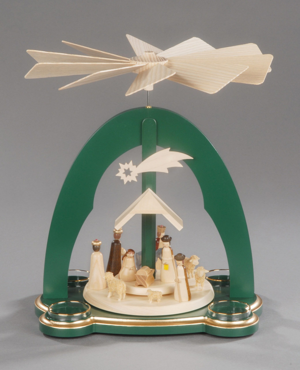 Albin Preissler Weihnachtspyramide »Christi Geburt«, Handwerkskunst aus dem Erzgebirge