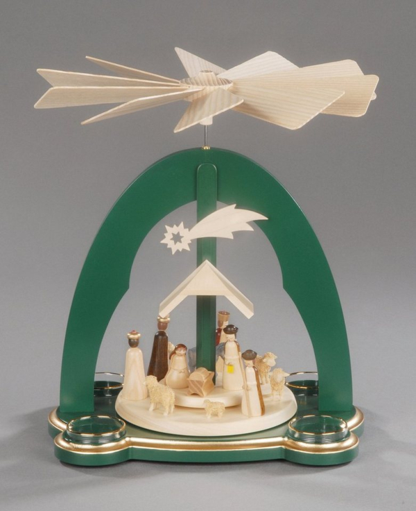 Albin Preissler Weihnachtspyramide »Christi Geburt«, Handwerkskunst aus dem Erzgebirge