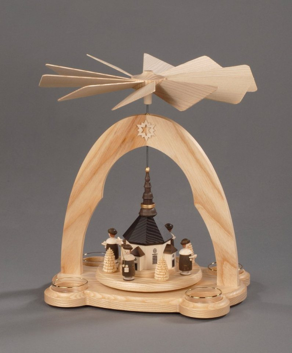 Albin Preissler Weihnachtspyramide »Seiffener Kirche mit Kurrende«, Handwerkskunst aus dem Erzgebirge